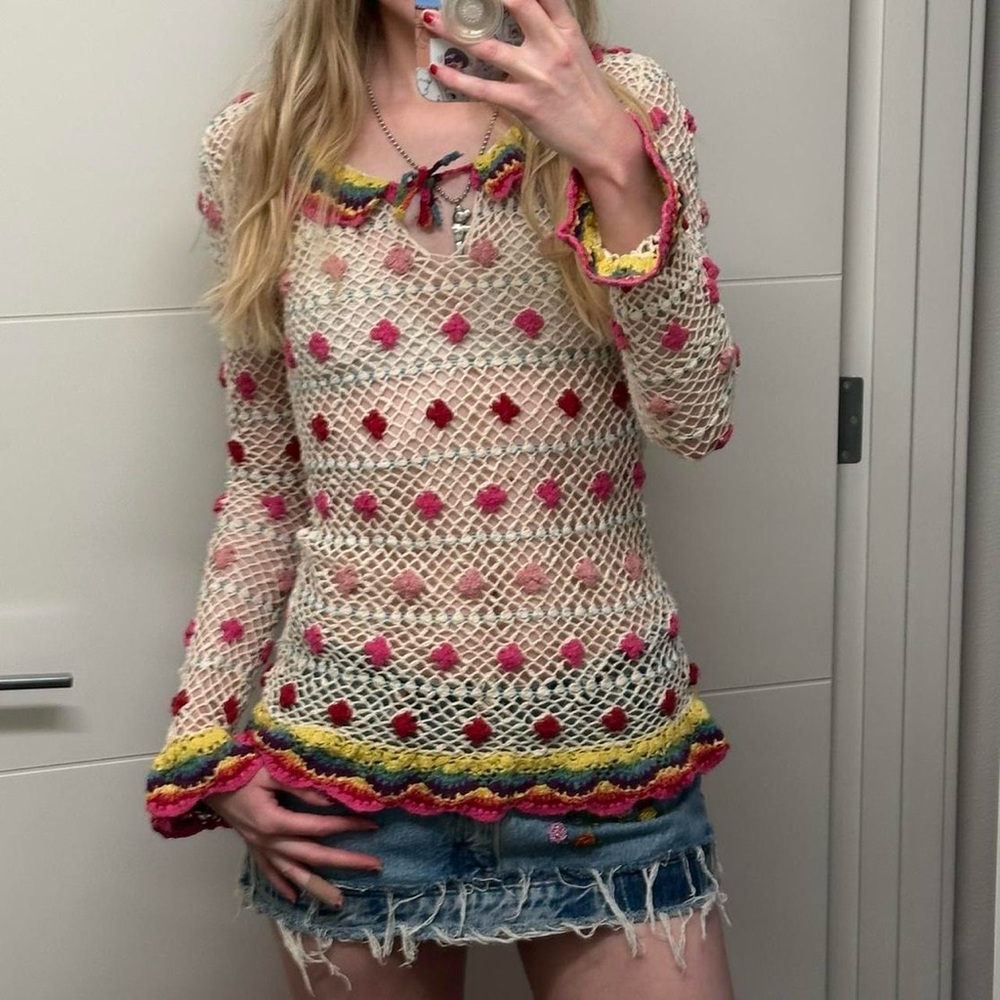 Vintage rare Hysteric Glamour crochet long sleeve top
